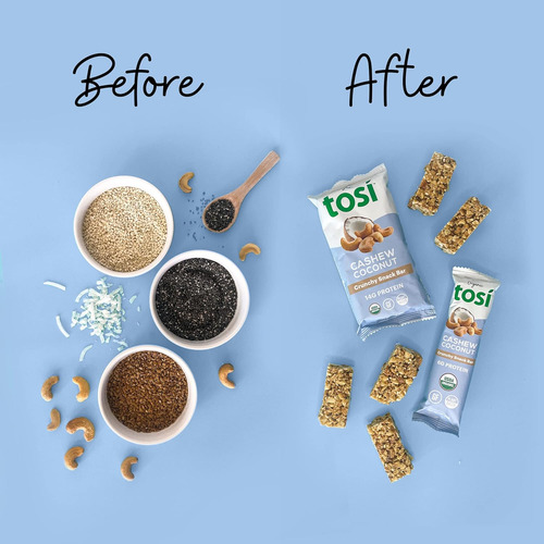 Tosi Barras De Proteína De Coco Y Anacardo, A Base De Planta