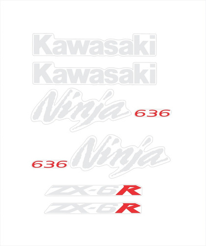 Kit Adesivo Compativeis Kawasaki Ninja Zx-6r 06-08 Prata Cor KAWASAKI NINJA ZX-6R 06-08 PRATA