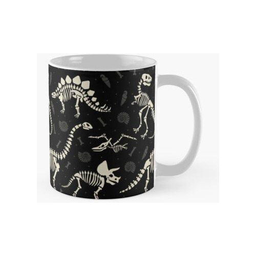 Taza Fósiles De Dinosaurio En Negro Calidad Premium