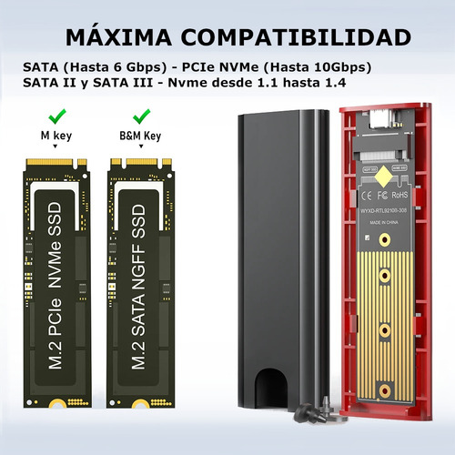 Adaptador Cofre Case Ssd M.2 M2 Nvme Pcie Sata Usb C A