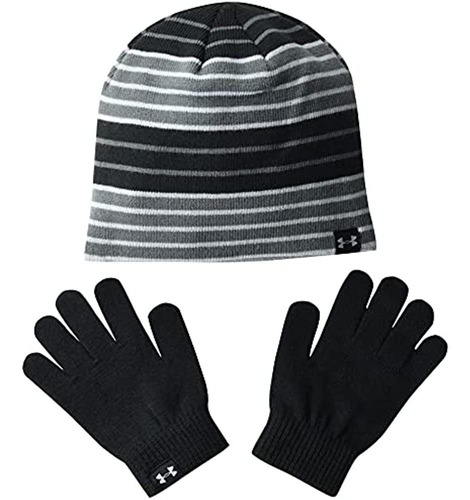 Under Armour Girls 'beanie Glove Combo, Black (001) / Mod Gr