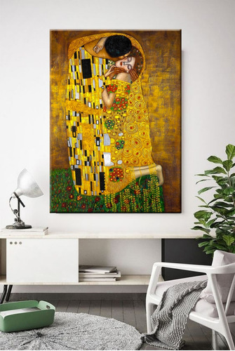 Cuadro Klimt El Beso 70 X 50 Canvas Moderno Grande Envio