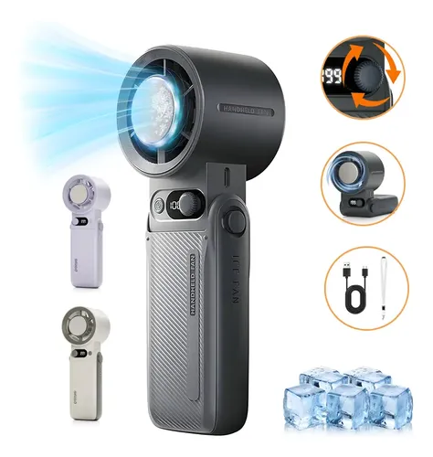 Ventilador Portátil De Mão Recarregável, 199 Níveis Mini Ventilador Com Bateria de 10000mAh E Display Digital, Silencioso Potente Ventilador Para Viagens E Escritório, Cinza