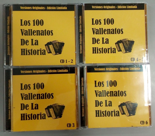 Kit De 6 Cds Originales: Los 100 Vallenatos De La Historia. (Usado)