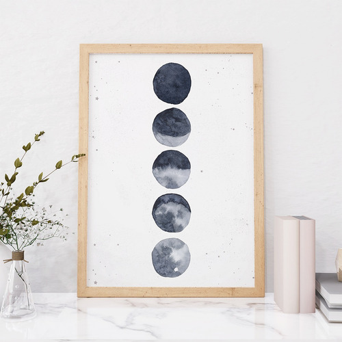 Imagen 8 de 10 de Set De 3 Cuadros (3 A4) Signos Zodíaco Luna A Elección