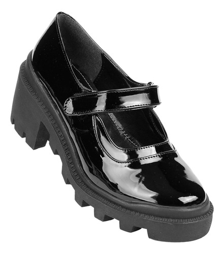 Zapato Casual Tacon Mujer Negro Charol Stfashion 04603705