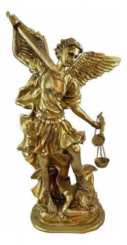 San Miguel Arcangel Figura 49 Cm Dorado En Resina Fina