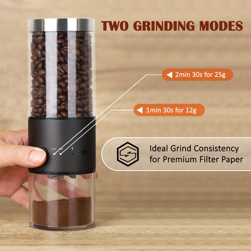 Molinillo De Café Eléctrico Portátil Con 80 Ajustes Marca Si Negro