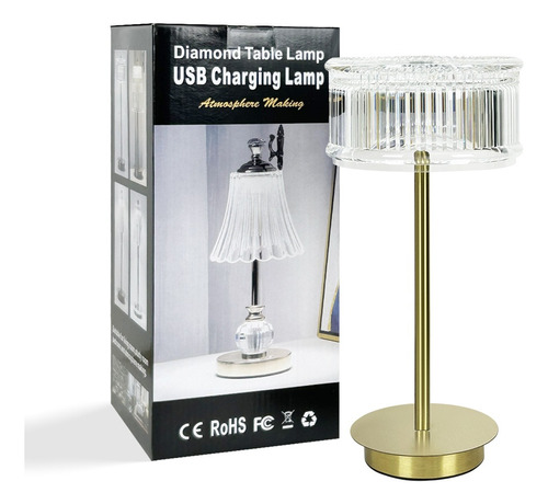 Lámpara De Mesa Usb Hierro De Cristal Transparente Creativa