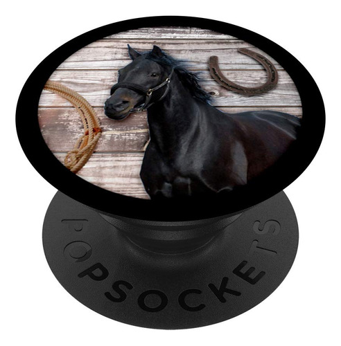 Bonito Calcetine Caballo Para Niña  Negro Popsockets Agarre