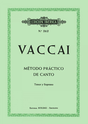 Libro: Método De Canto (soprano Y Tenor). Vaccai, Nicola. Bo