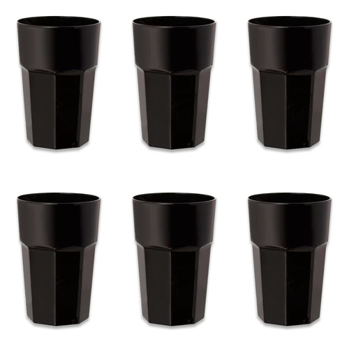  Vasos Oslo Pack X 6 Vasos De Vidrio Color Negro 400ml