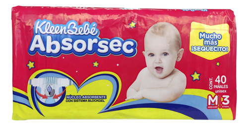 Pañales Kleen Bebé Etapa 3 Mediano Absorsec M 3 40pz