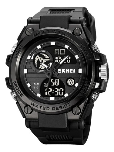 Reloj deportivo Skmei para hombre, estilo militar, correa de choque, color: negro