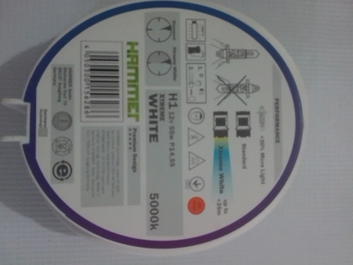Imagen 3 de 3 de Bombillos Halógenos H1 12v 55w 5000k 30% Más Luz Blanca