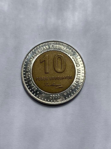 Moneda Bimetálica De 10 Pesos Uruguayos Del Año 2000