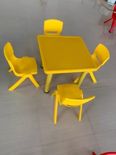 Mesa infantil de altura regulable + 1 silla amarilla - Promart