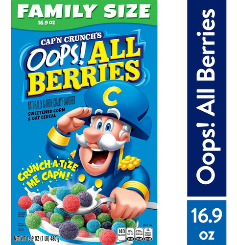 Cap'n Crunch Cereal Oops All Berries Cereal, 16.9 Oz