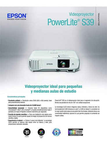 Powerlite S39 Proj Svga 3300l