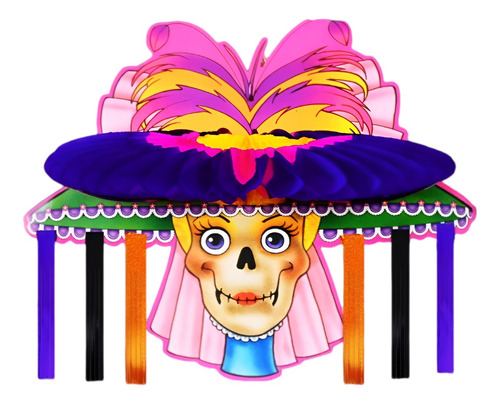 Decoración Catrina Con Sombrero Grande Muertos Paq 10 Pzas