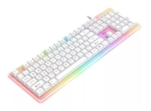 Teclado Gamer Blanco Retroiluminado C/ Cable Hv-kb876l