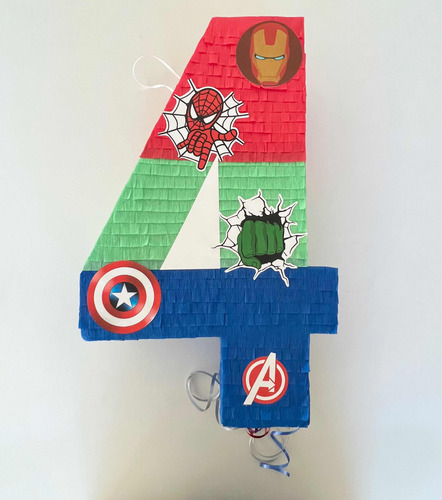 Piñata Artesanal De Número Superhéroes Avengers