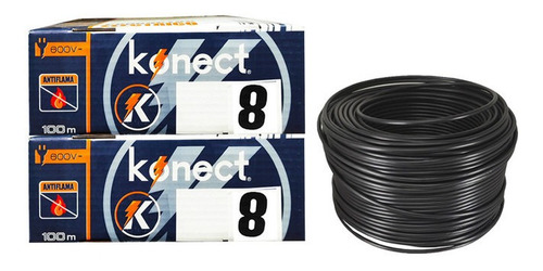 Imagen 1 de 2 de Cable Electrico Cca Konect Calibre 8 Negro 100 Metros 2 Pzs