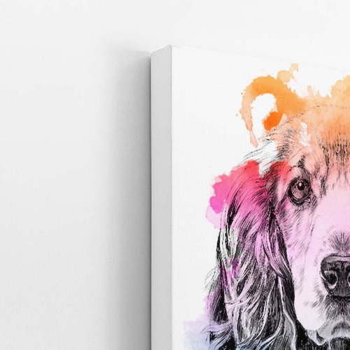 Quadro Cocker Spaniel Inglês Aquarela Cão Canvas 60x40cm