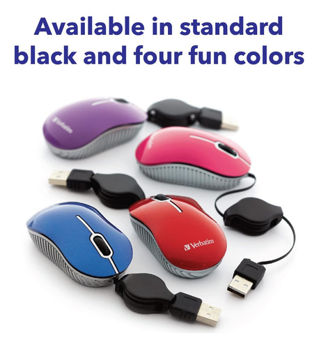 Ratón Óptico Mini Usb-a Con Cable Para Computadora Verbatim