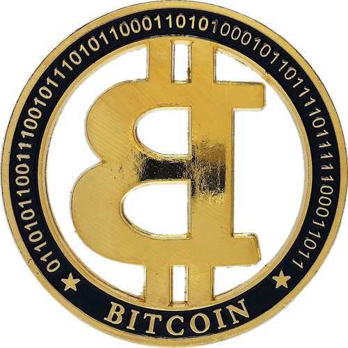 Imagen 4 de 6 de Bitcoin Moneda Oro En Elegante Exhibidor Flotante Vista 360!