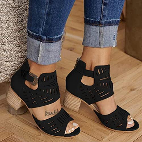 Sandalias For Mujer, Botines De Tacón Alto Con Punta Abiert