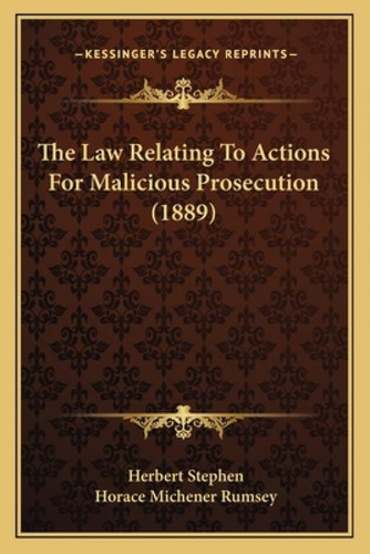 Libro The Law Relating To Actions For Malicious Prosecuti...