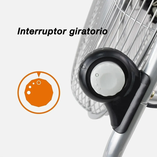 Ventilador de pared y de piso Mytek 3306 plateado con 3 aspas de metal, 20" de diámetro 127 V