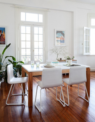 Imagen 8 de 9 de Silla De Comedor Tapizada Diseño Quina Base Blanca Rossi