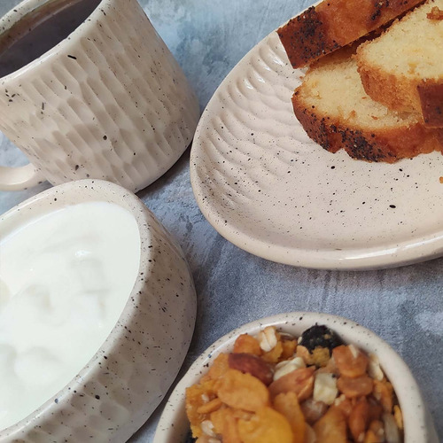 Set Desayuno Taza Cuencos Y Platito Ceramica Artesanal