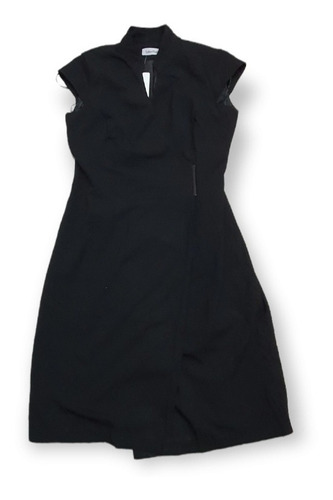 Vestido Calvin Klein De Mujer Talla 4 Color Negro Manga Cort