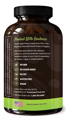 Suplemento Texas Superfood Original Superfood 180 Cápsulas