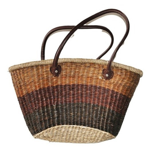 Bolso Playero Mimbre Con Manija