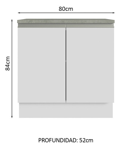 Vanitory Para Baño 80cm Madesa 2 Puertas Blanco
