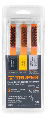 Juego De 3 Mini Cepillos De Alambre 28 Pinceles Truper 10652