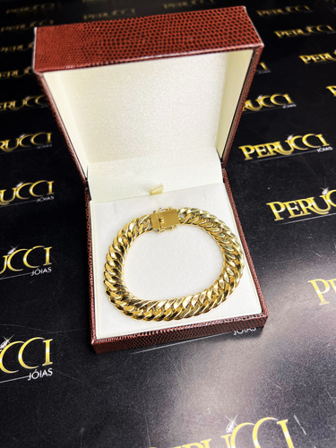 Pulseira Elos Duplos 20 Gramas 10mm Ouro 18k
