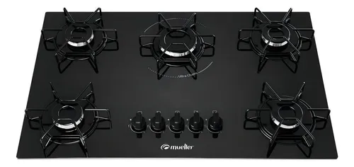 comprar Cooktop Mueller 5 Bocas com Queimador Ultra Chama Preto MCG115BG1 127Vu002F220V