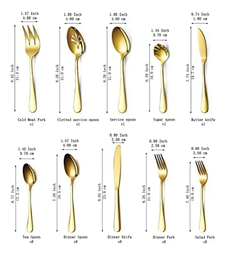 Kyraton Gold Silverware Set 45 Piezas Servicio Para 8, Titan