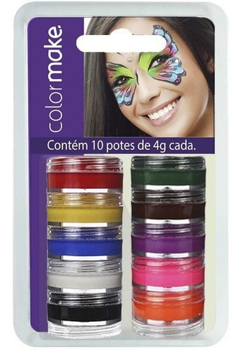 Pintura Facial Cremosa 10 Cores Bl.c/10 Yur Cor 10Cores