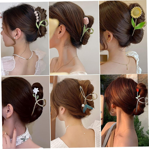 Pinzas Para El Cabello Con Flores, Pinzas Para El Cabello