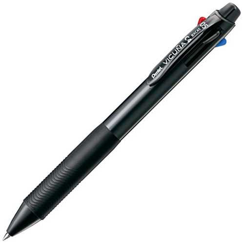 Bolígrafo - Pentel Bolígrafo Vicuña, Extra Fino, Negro, Rojo