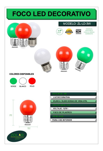 Foco Led Decorativo 3 W (pack C/ 10 Pzas)