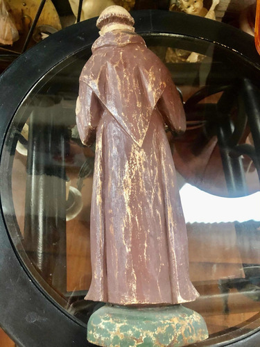 Escultura Monje De Madera Antiguo