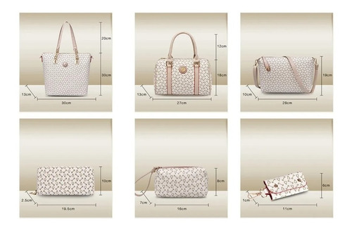Imagen 2 de 5 de Set 6 Bolsas Mujer Estampado Cartera Moda Crossbody Tote Pu
