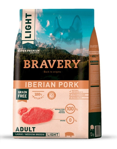 Alimento Bravery Iberian Pork Perro Adult Light Large/med 4k